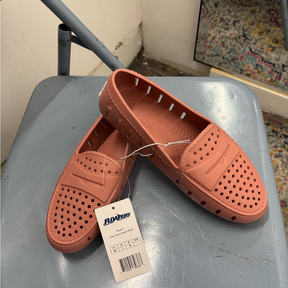 Pink Perforated Slip-On Flats